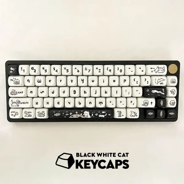 Black White Cat Keycap